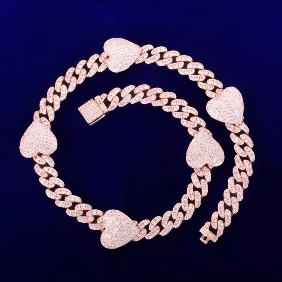 10mm Miami Cuban Heart Chain