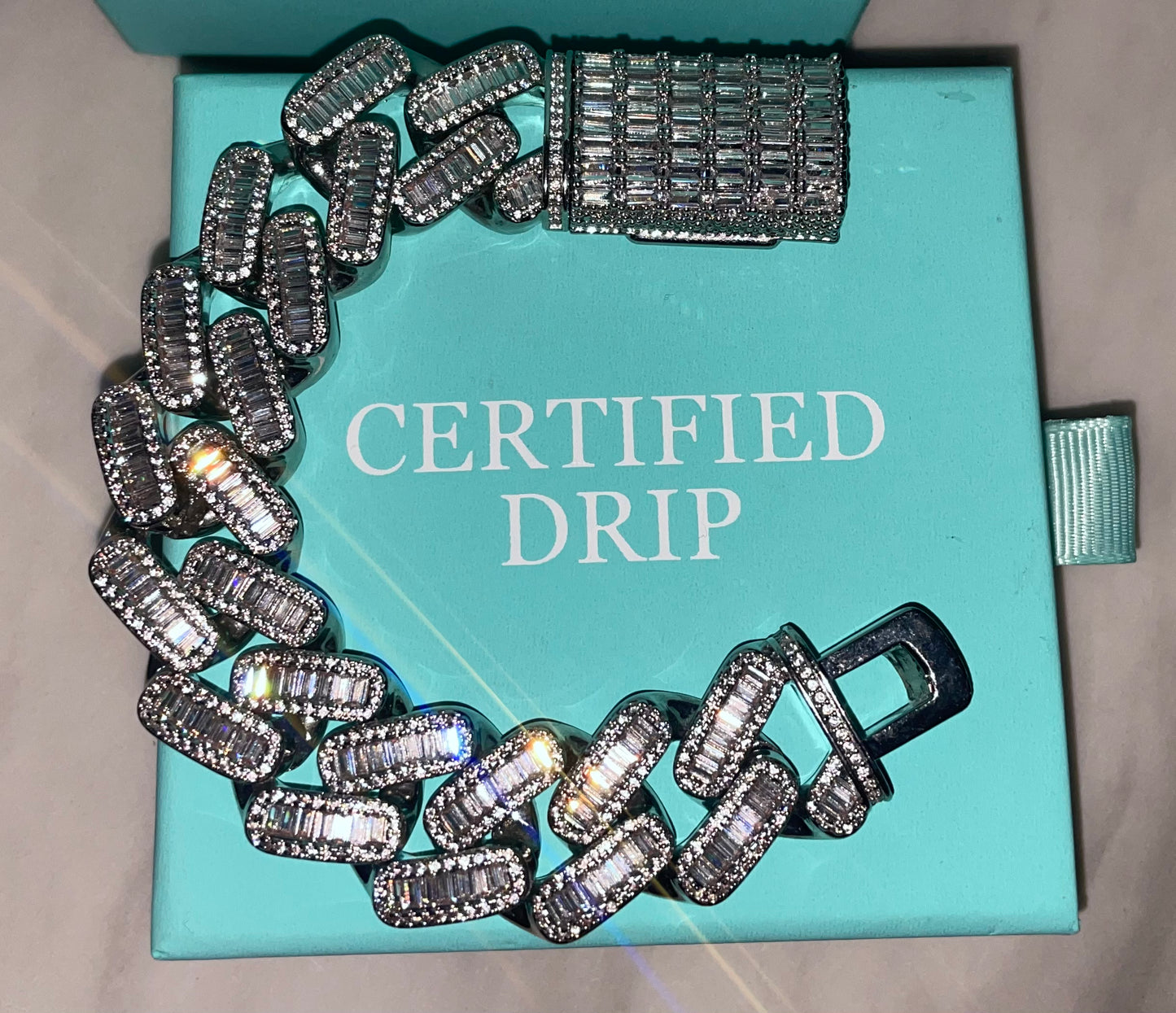 Image of 20mm Baguette Miami Cuban Bracelet in silver