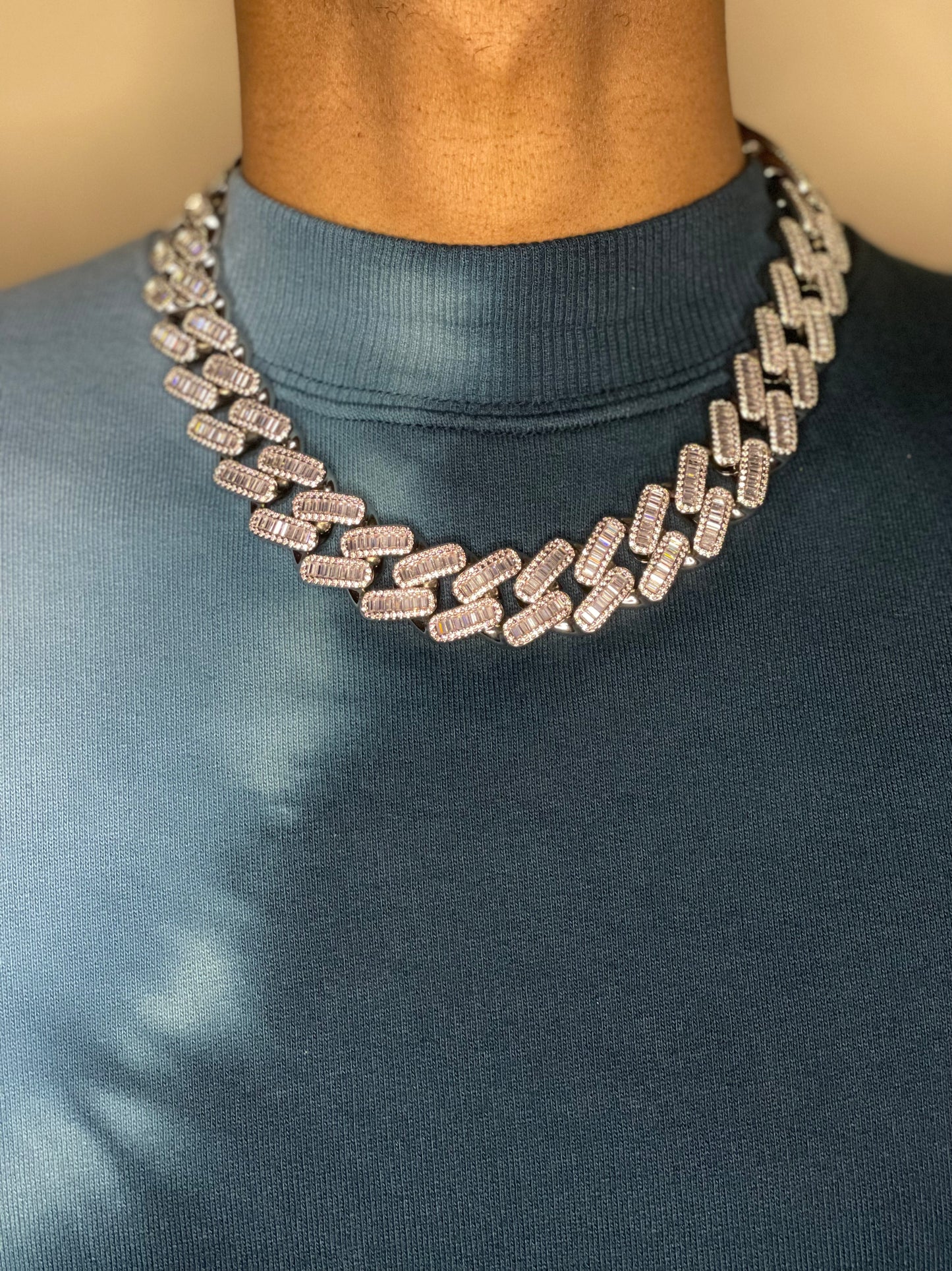Picture of silver 20mm Baguette Miami Cuban Chain