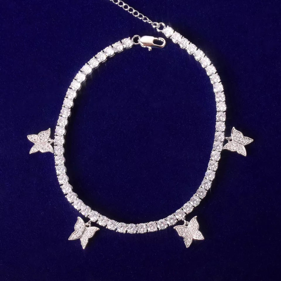 Image of Butterfly Ankle Bracelet in silver