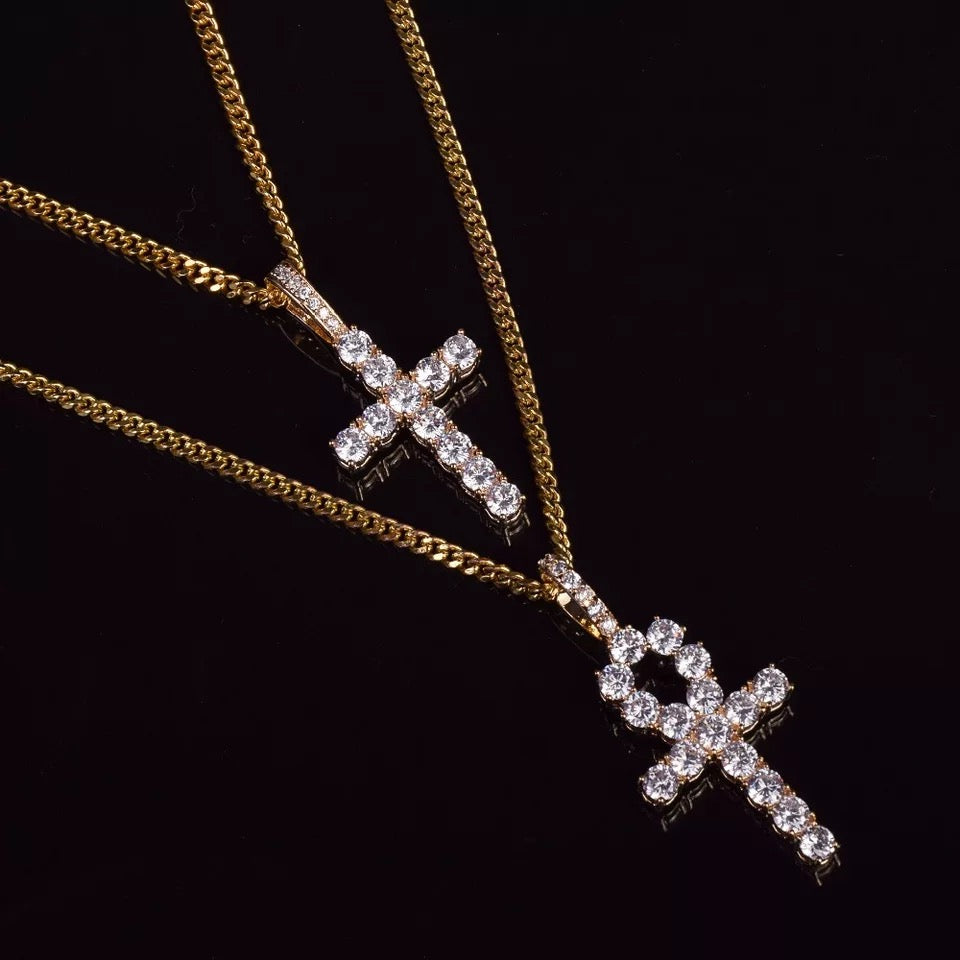 Image of Cross & Anchor necklace Set in gold
