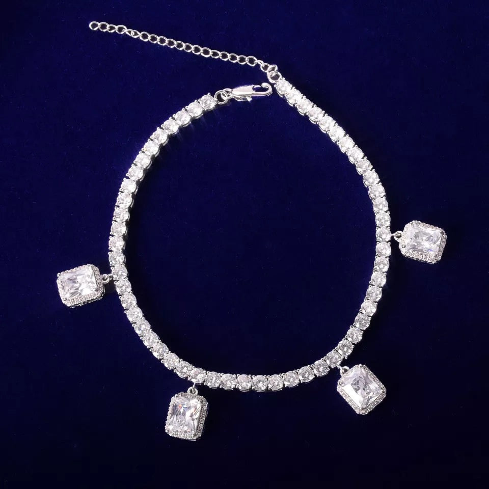 Image of silver Iced Charm Anklet.