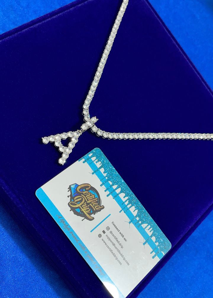 Image of silver Iced Out Letter X Tennis Chain Bundle