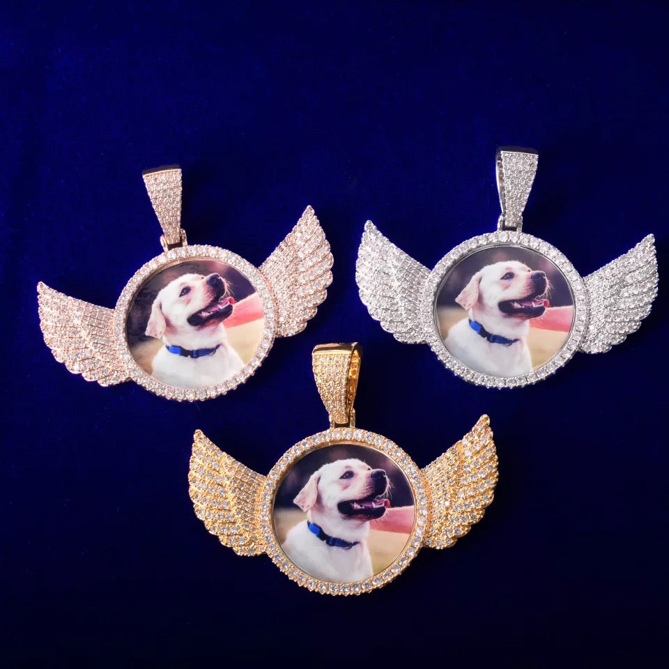 Image of Icy Angel Wing Photo Pendant.