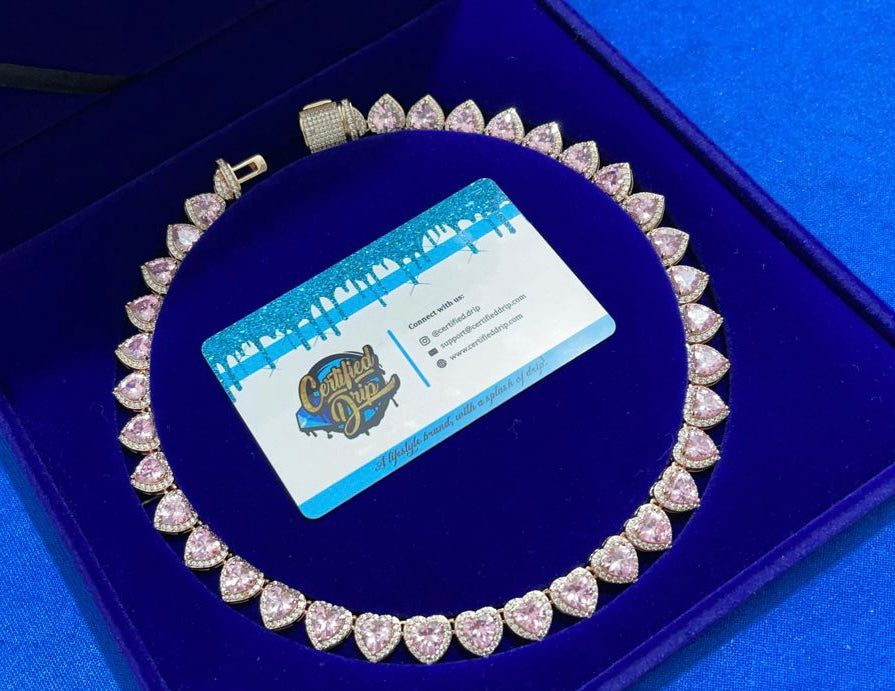 Image of Icy clustered heart tennis chain