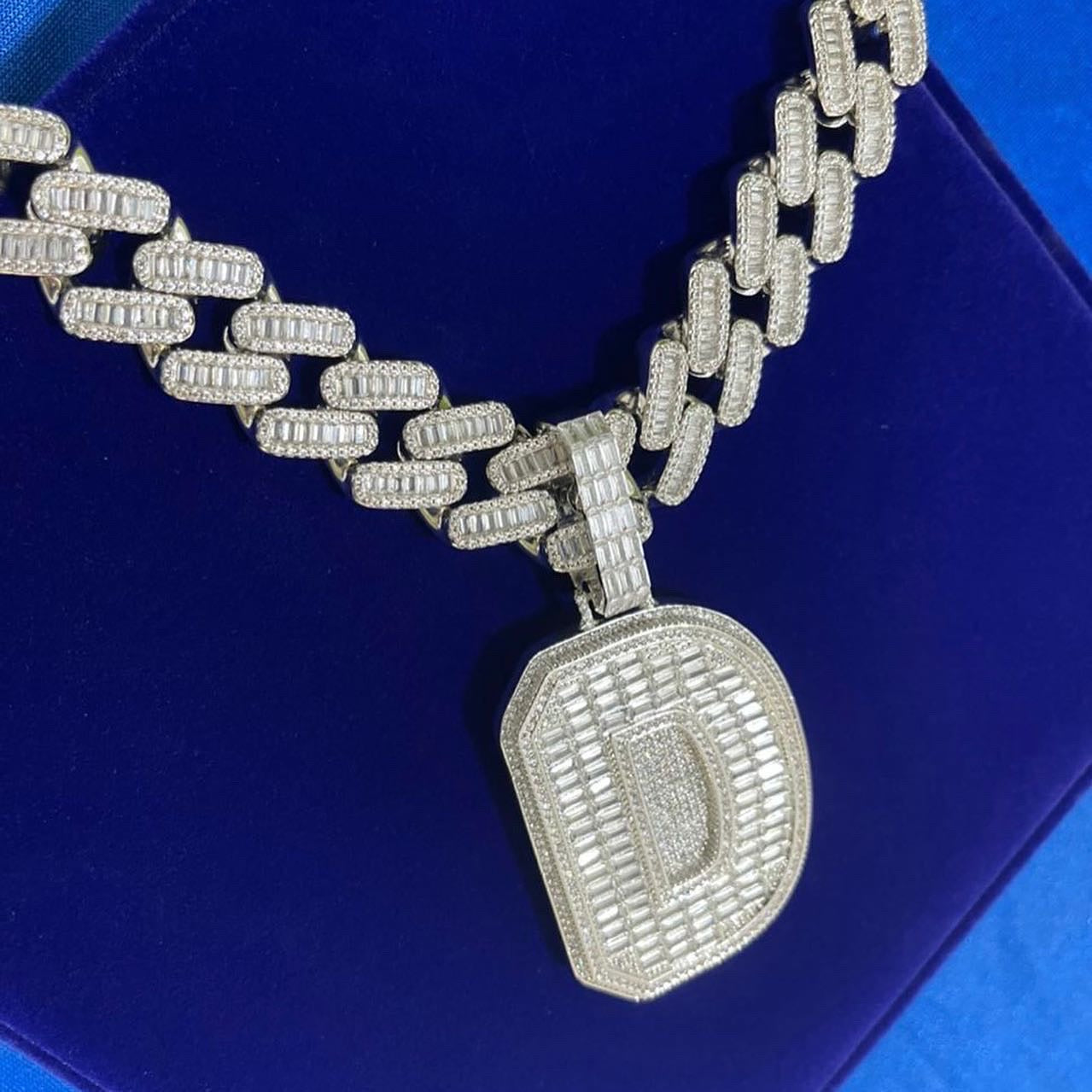 Icy Baguette Initial / 20mm Cuban Chain Bundle (ships in 3-4 weeks)