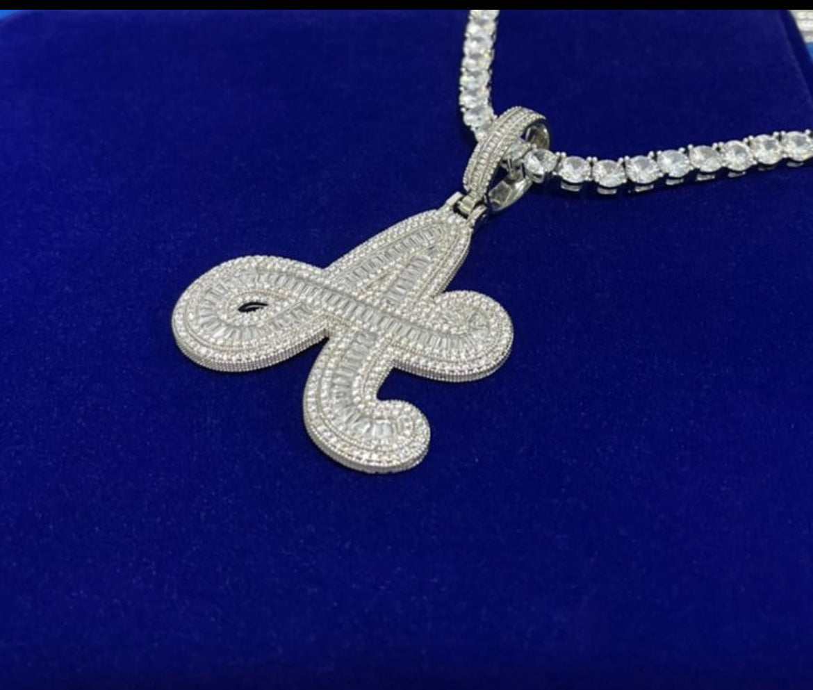 Cursive Letter x Tennis chain bundle