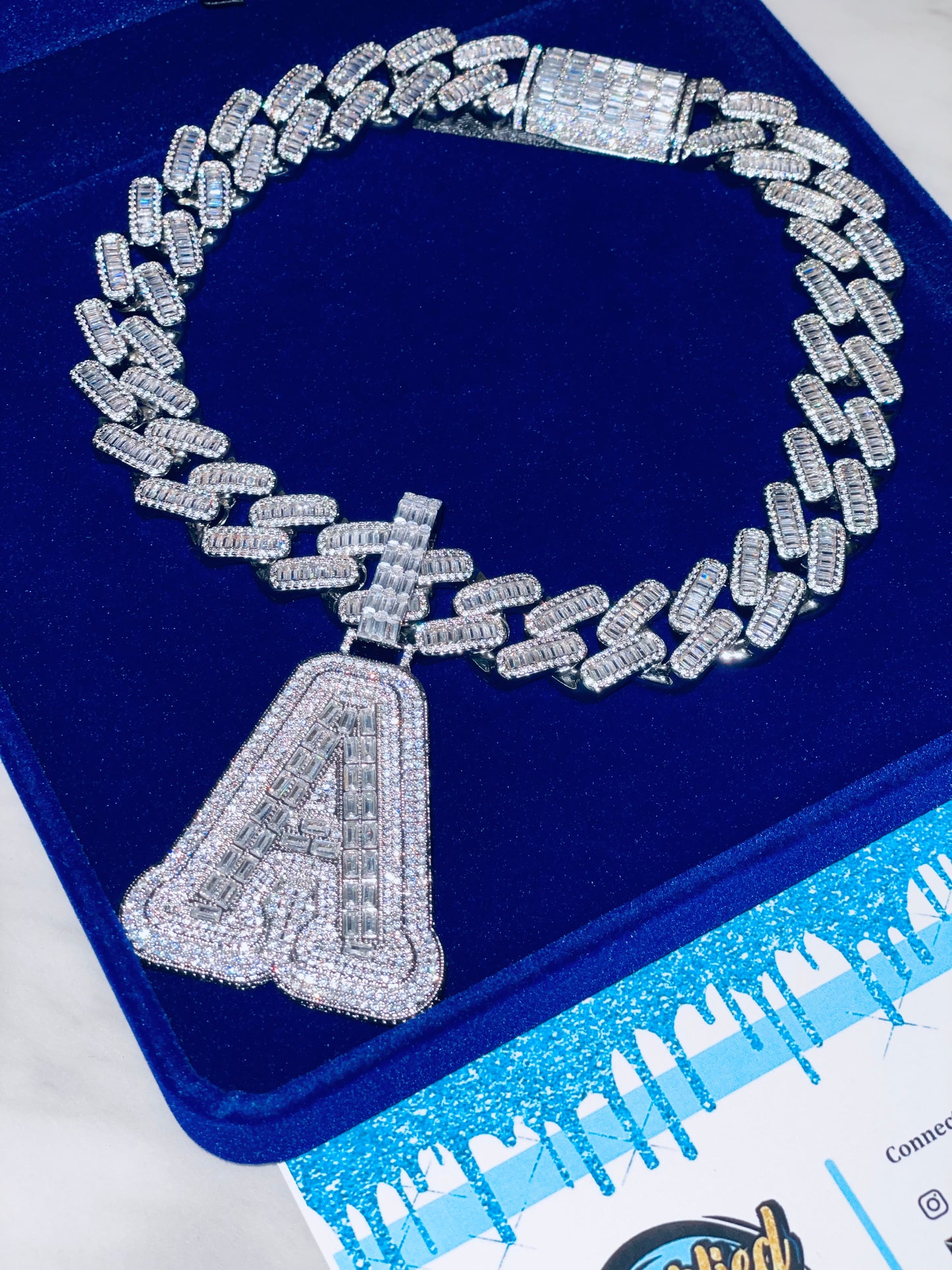 Icy Baguette Initial / 20mm Cuban Chain Bundle (ships in 3-4 weeks)
