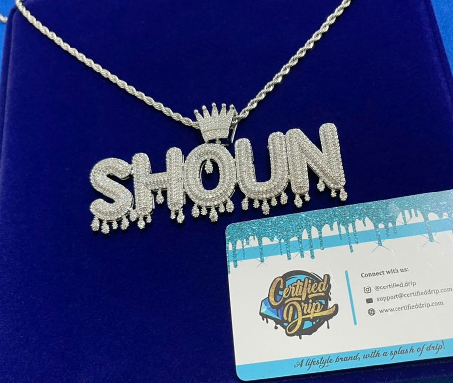 Crowned Custom Nameplate Pendant (SHIPS IN 2-4 WEEKS)