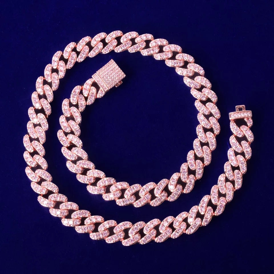 Picture of Pink Rose Gold 10mm Miami Cuban Chain