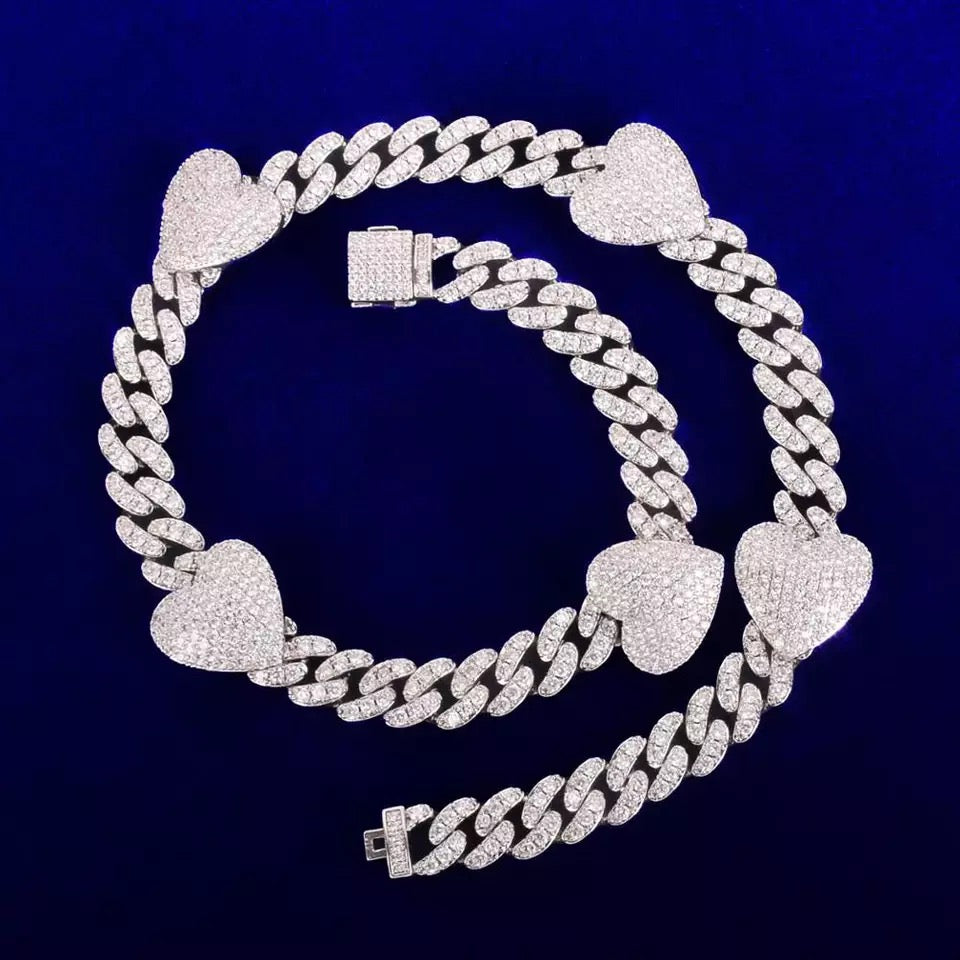 Image of 10mm Miami Cuban Heart Chain in Silver 