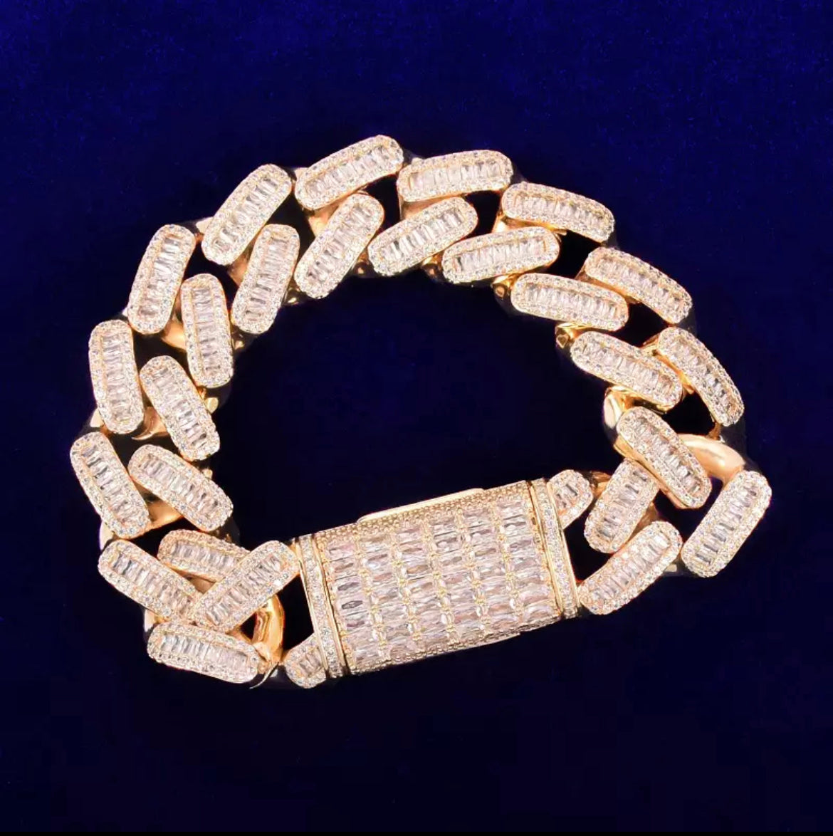 Image of  20mm Baguette Miami Cuban Bracelet in gold