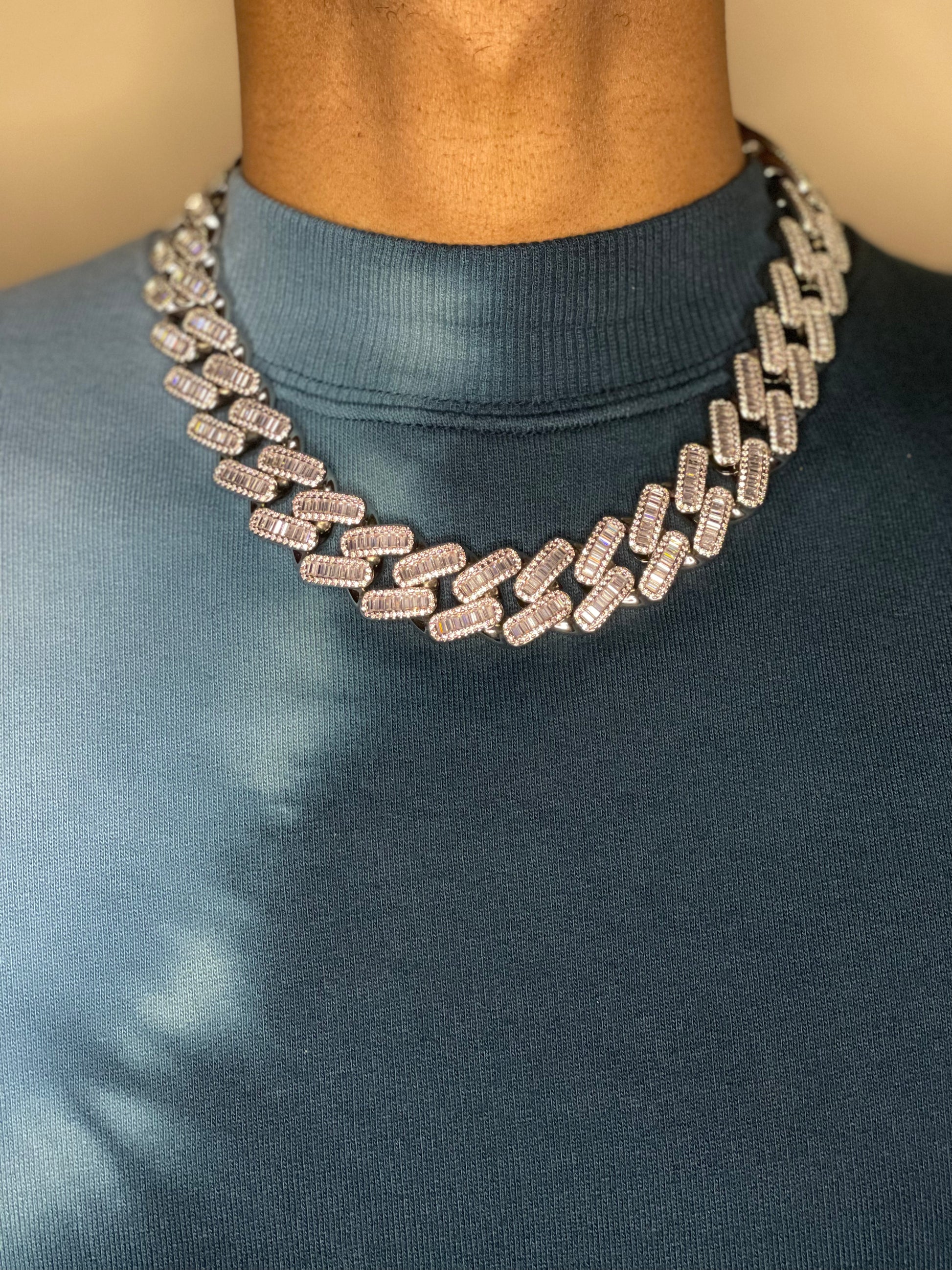 Picture of silver 20mm Baguette Miami Cuban Chain