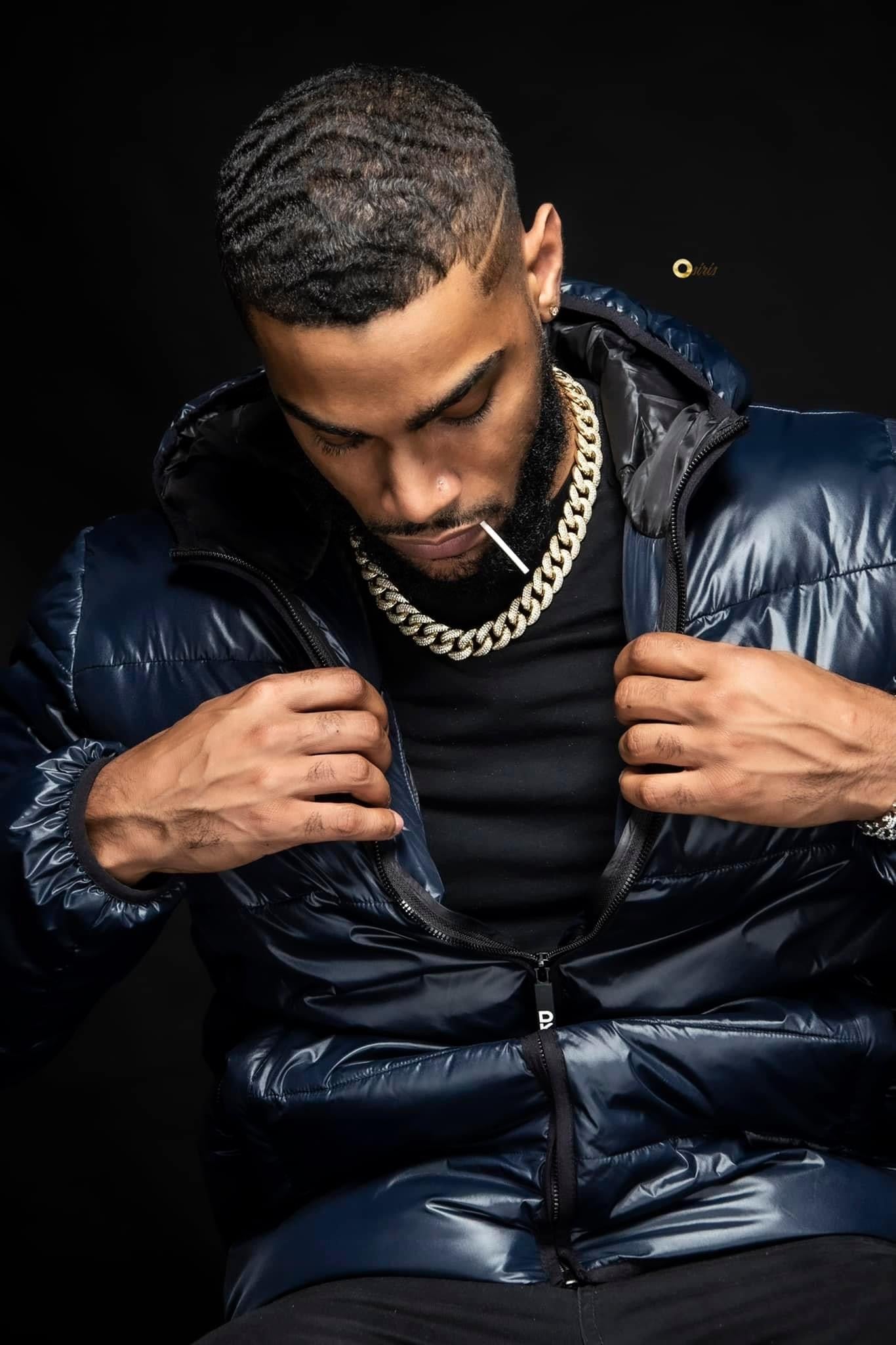 Image of Male model wearing gold 20mm Iced Out Miami Cuban Link Chain