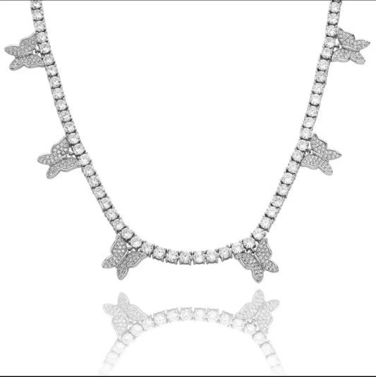 Image of silver 4mm butterfly tennis chain