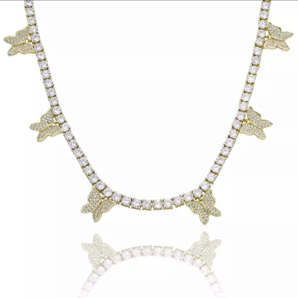 Image of gold 4mm butterfly tennis chain