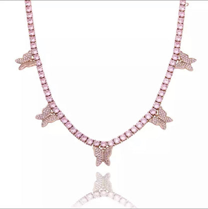 Image of pink 4mm butterfly tennis chain