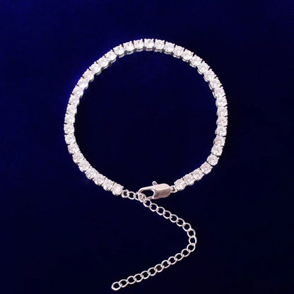 Image of silver 4mm tennis anklet bracelet. 
