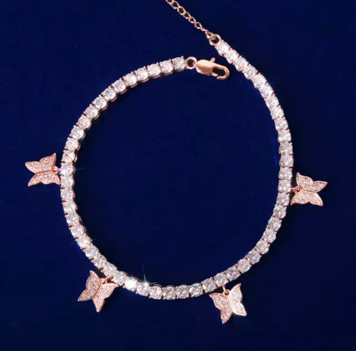Butterfly Ankle Bracelet in rose gold image.