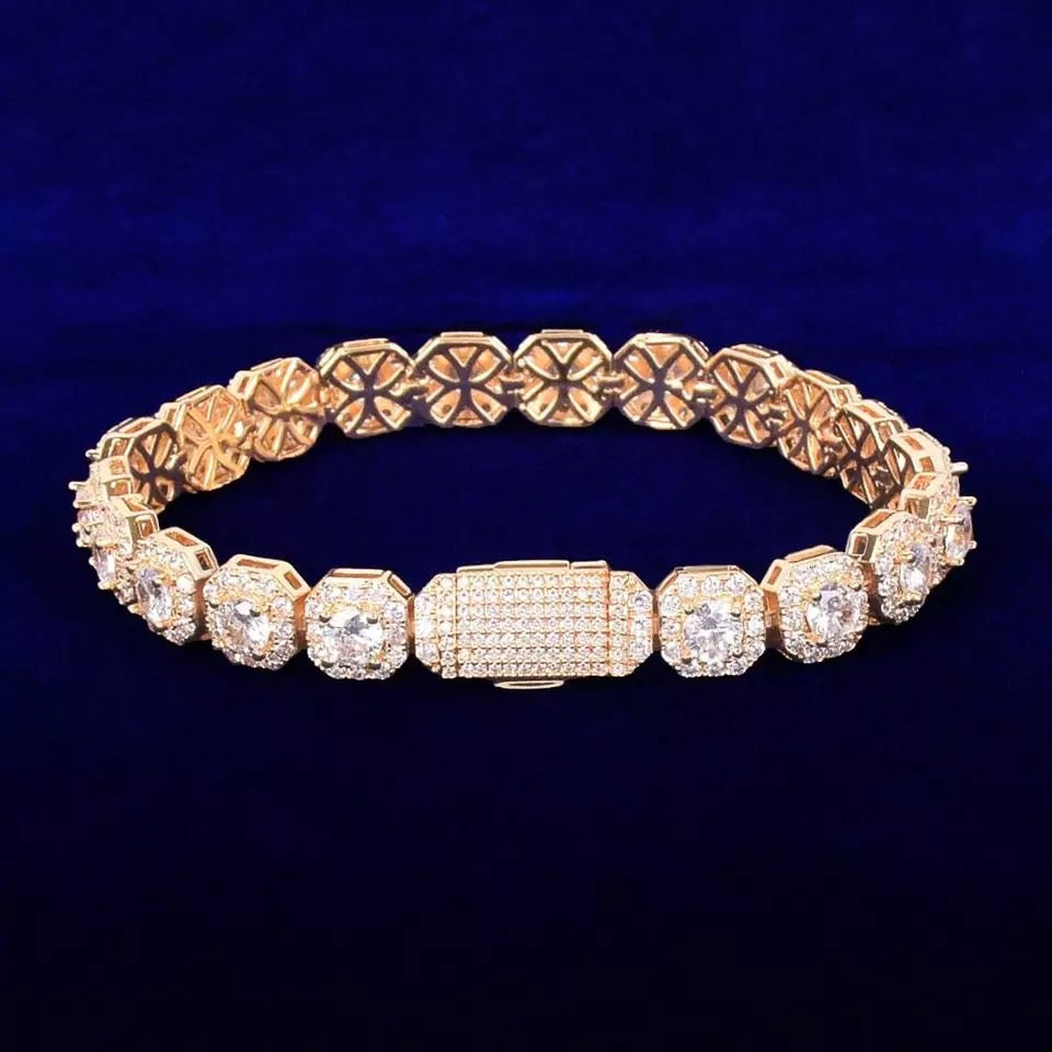Image of gold Clustered Tennis Bracelet