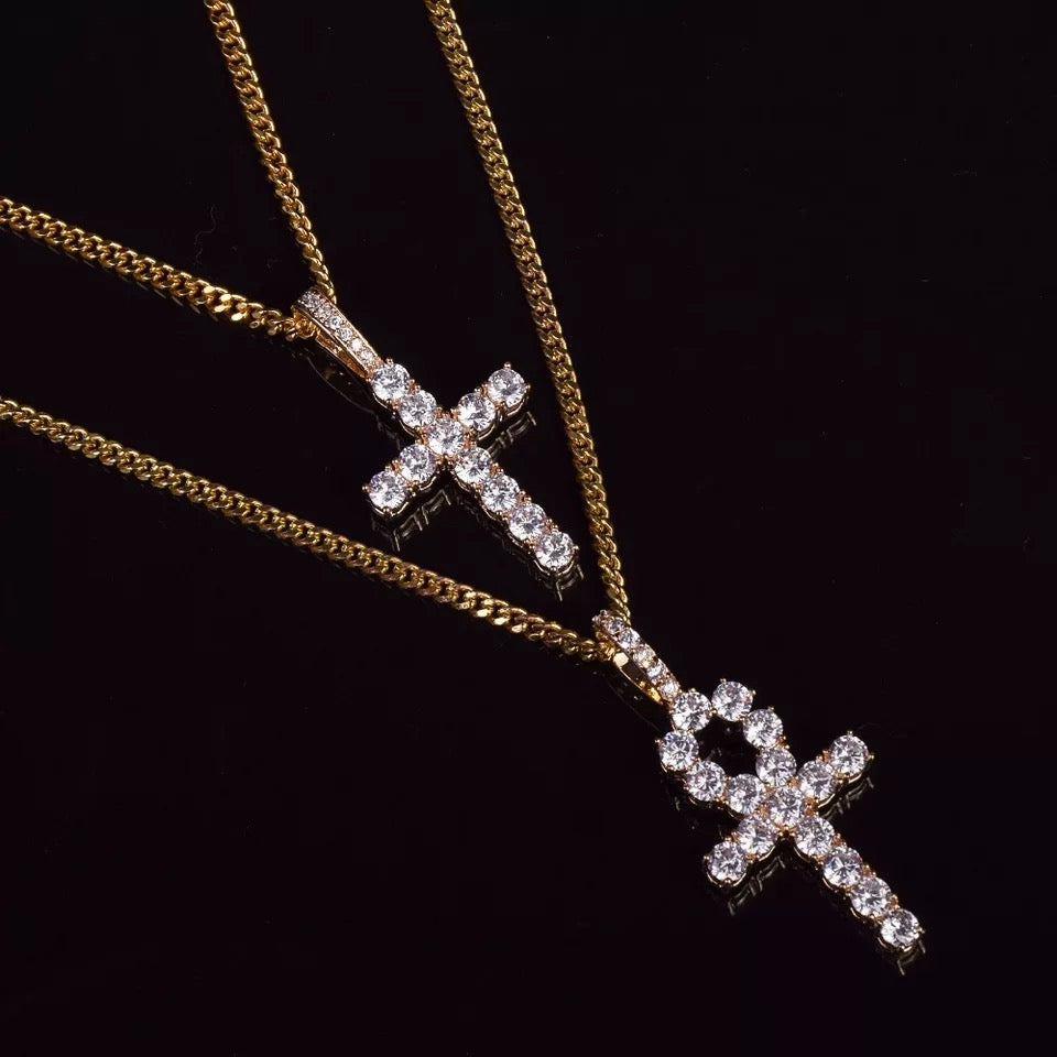 Image of Cross & Anchor necklace Set in gold 