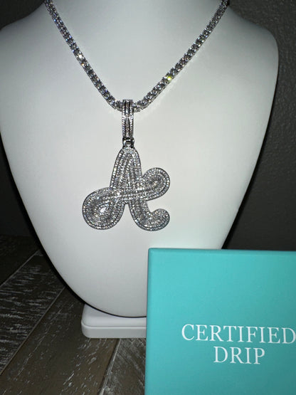 Image of cursive letter X tennis chain bundle. 