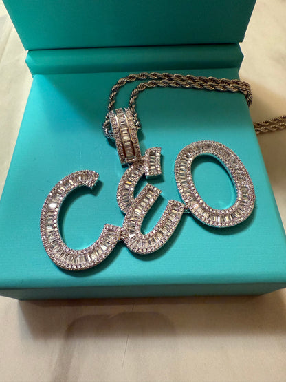 Baguette custom name pendant (SHIPS IN 2-4 WEEKS)