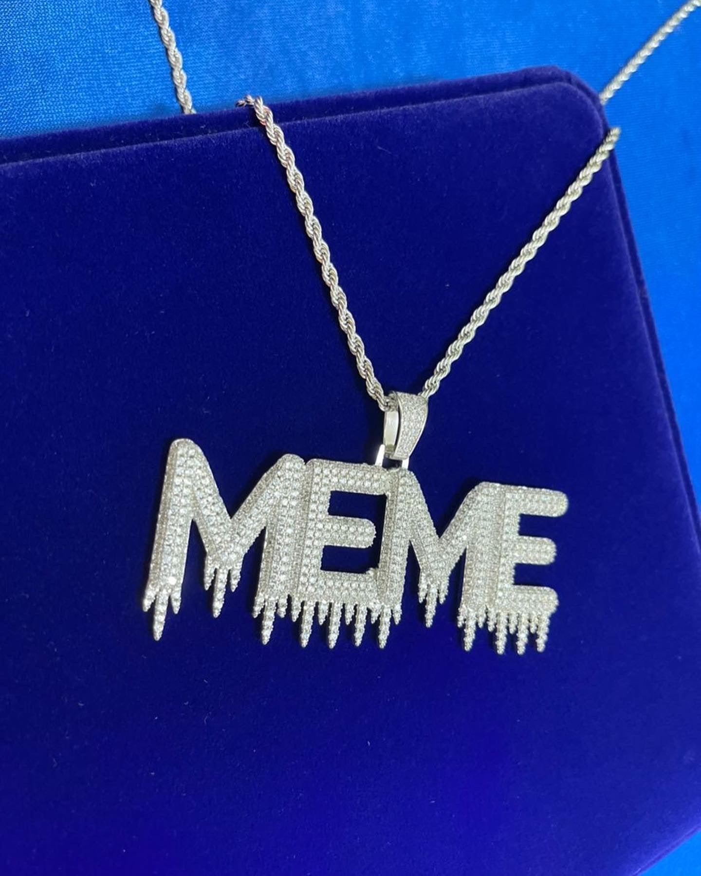 Image of silver Drip Custom Name Pendant. 