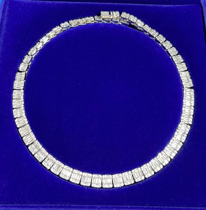Image of silver Iced Baguette Square Tennis Chain