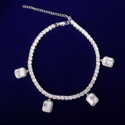 Image of silver Iced Charm Anklet. 