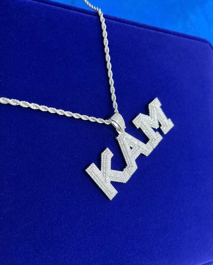 Image of silver Iced Custom name necklace 