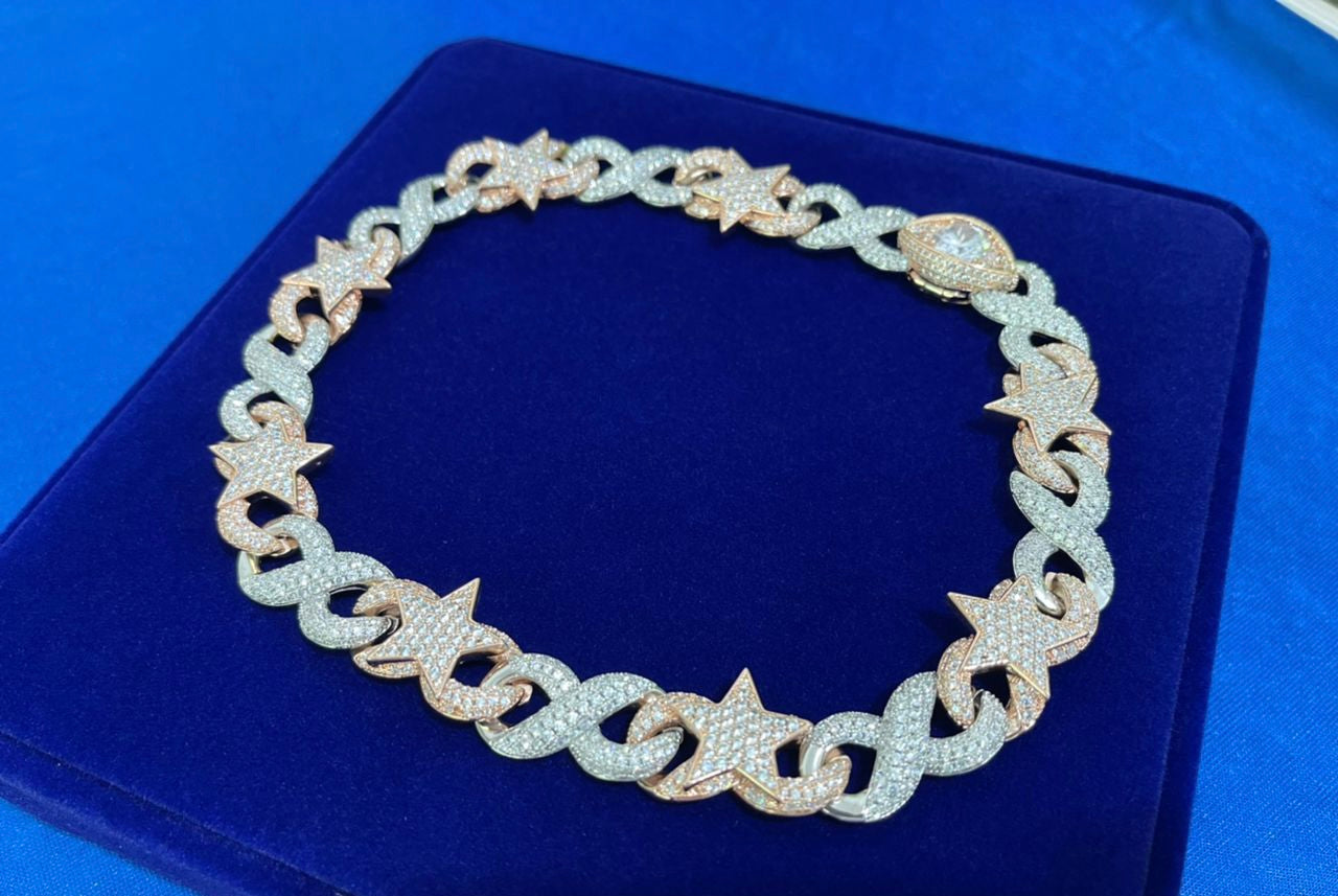 Image of iced out star cuban chain.