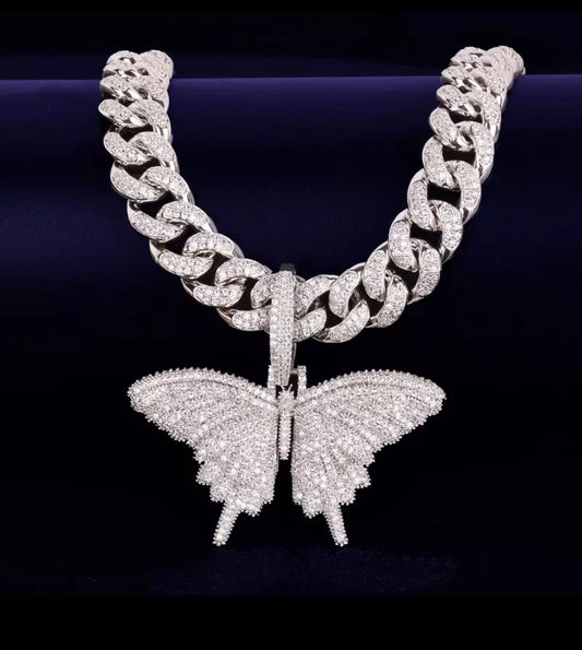 image of silver Icy Butterfly Cuban-Chain Bundle