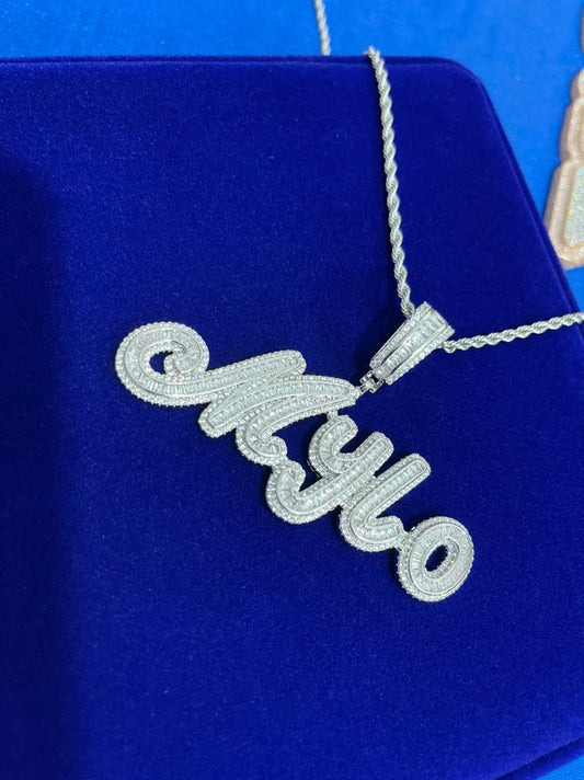 Image of silver Icy Cursive Custom Name Pendant