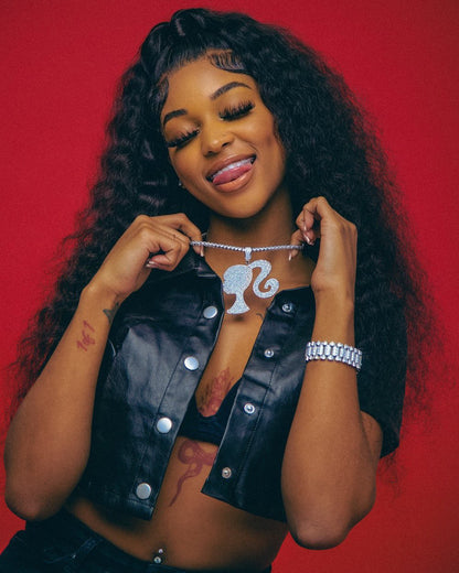 Image of model wearing our silver Icy Girl Tennis Chain Bundle 