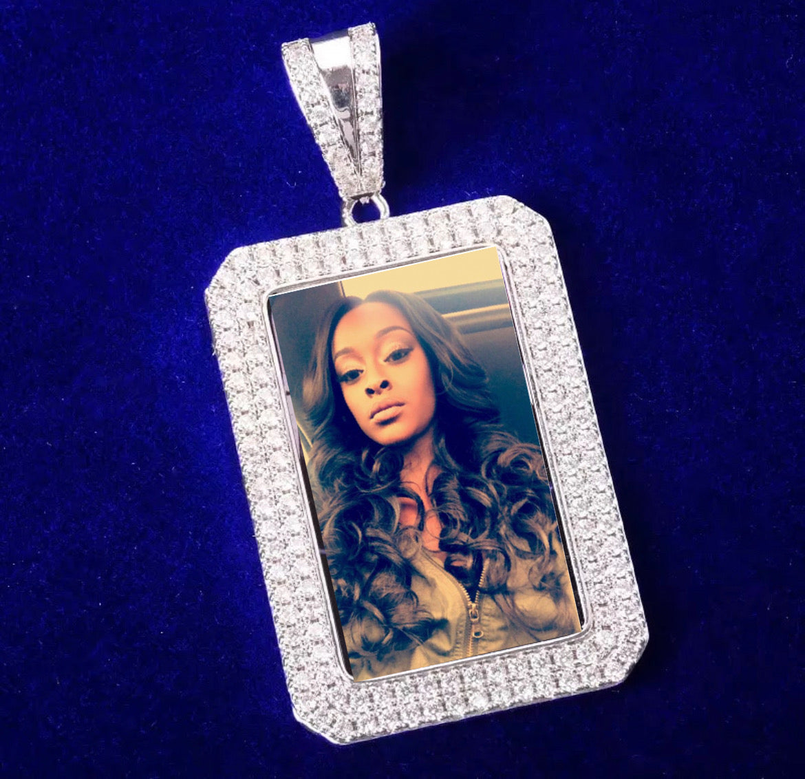 Image of square custom photo pendant 