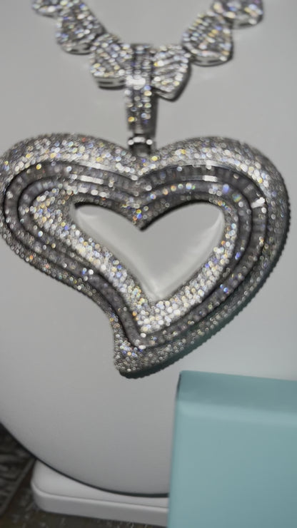 Baguette heart charm X Crushed baguette heart chain bundle Deal