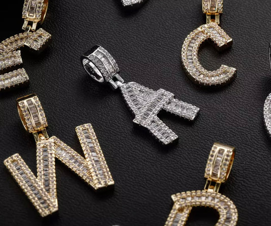 Iced out Baguette letter pendant-Certified Drip