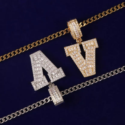 Iced Baguette Letter Pendant