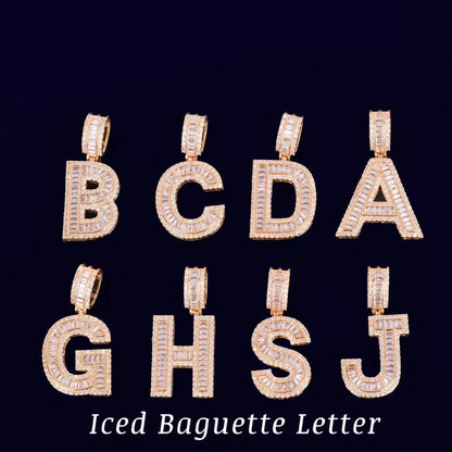 Iced Baguette Letter X Tennis Chain Bundle