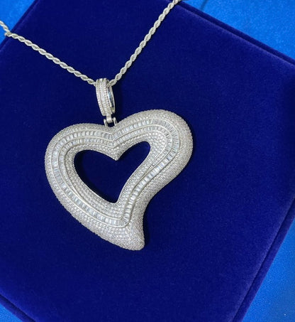 Iced Heart Charm Pendant