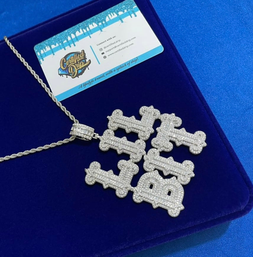 Iced Baguette Micro Paved Custom Name Pendant (Ships in 2-4 weeks)