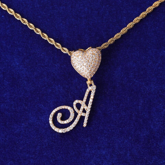 Cursive Letter Heart Pendant