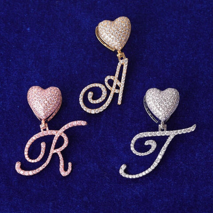 Cursive Letter Heart Pendant