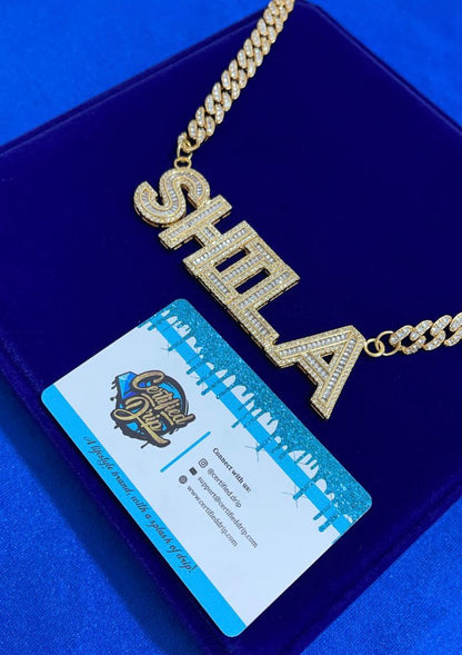 Icy Baguette Custom Name / 10mm Cuban Chain