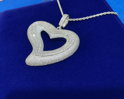 Iced Heart Charm Pendant