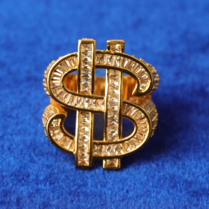 Iced Dollar Sign Ring