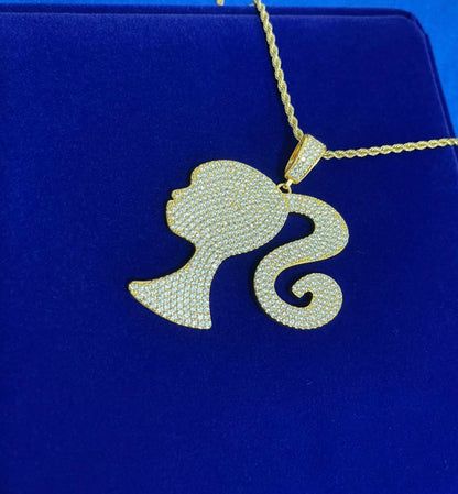 Iced out doll pendant