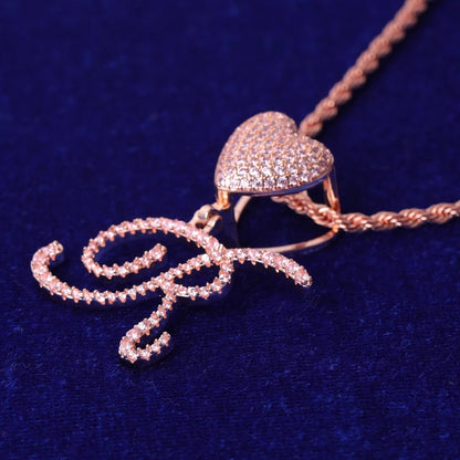 Cursive Letter Heart Pendant