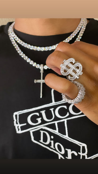 Iced Dollar Sign Ring